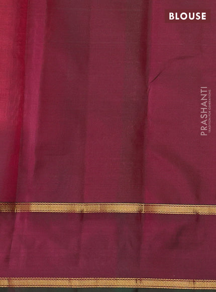 Pure kanchipuram silk saree pink and dual shade of pinki green with zari woven buttas and rettapet zari woven korvai border