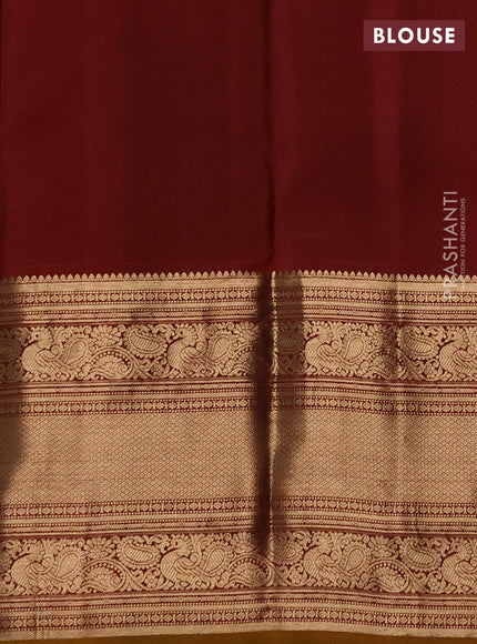 Pure kanchipuram silk saree peacock blue and maroon with allover zari weaves and long rich zari woven border