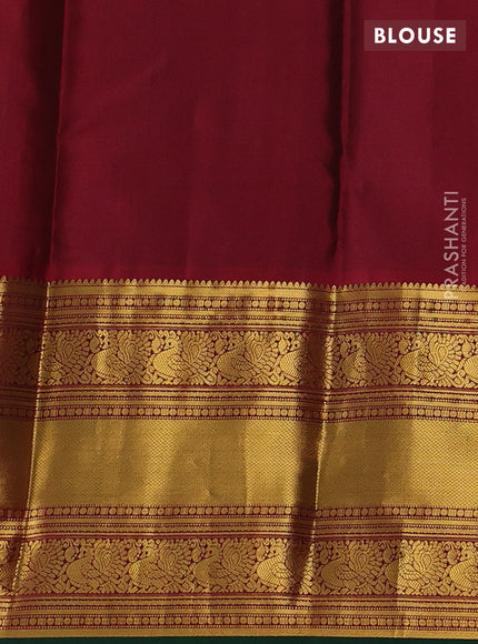 Pure kanchipuram silk saree green and maron with zari woven buttas and long zari woven border