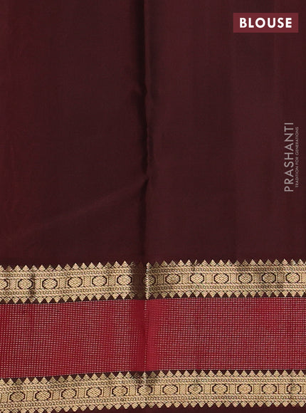 Pure kanchipuram silk saree dual shade of pinkish orange and coffee brown with allover vairaosi pattern & buttas and zari woven korvai border