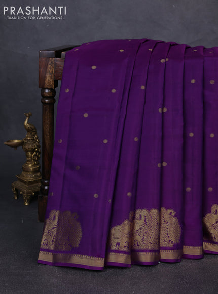 Pure kanchipuram silk saree purple with zari woven buttas and zari woven border