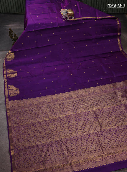 Pure kanchipuram silk saree purple with zari woven buttas and zari woven border
