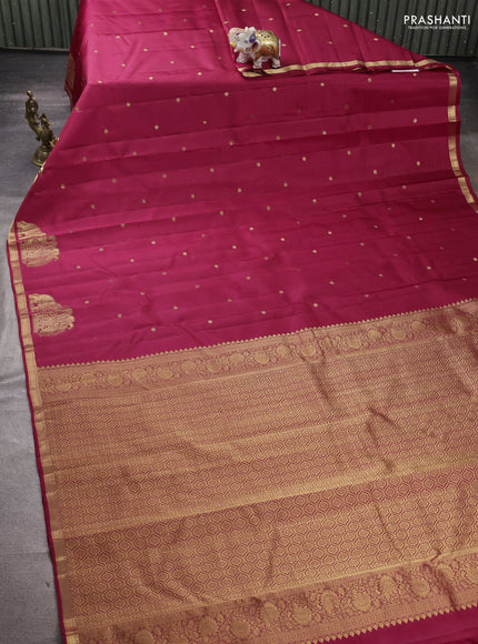 Pure kanchipuram silk saree dark pink with zari woven buttas and zari woven border