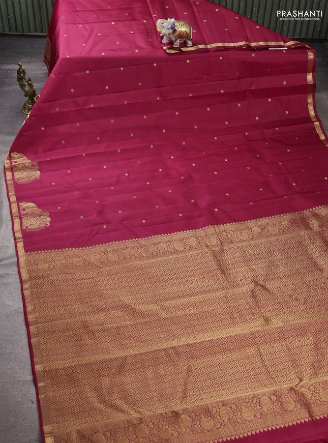 Pure kanchipuram silk saree dark pink with zari woven buttas and zari woven border