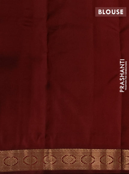 Pure kanchipuram silk saree rust orange and deep maroon with allover zari woven buttas and zari woven border