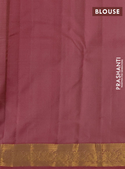 Pure kanchipuram silk saree beige and dual shade of pink with zari woven buttas and zari woven border