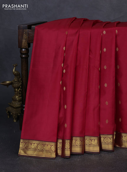 Pure kanchipuram silk saree red and dual shade of green with zari woven buttas and zari woven border