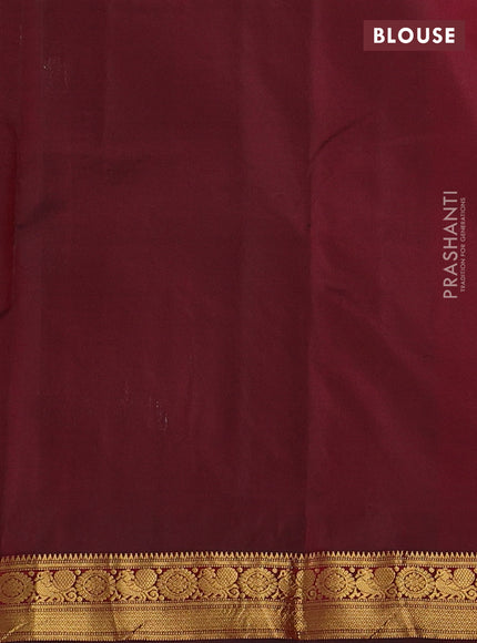 Pure kanchipuram silk saree red and dual shade of green with zari woven buttas and zari woven border