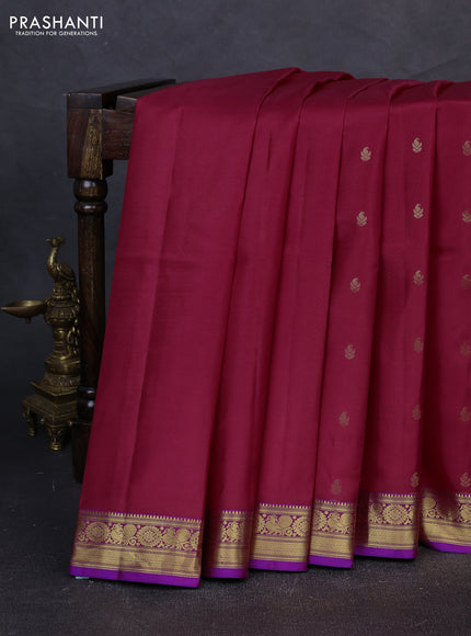 Pure kanchipuram silk saree pink and purple with zari woven buttas and zari woven border