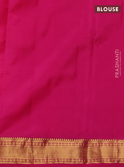 Pure kanchipuram silk saree dual shade of pinkish orange and pink with zari woven buttas and zari woven border