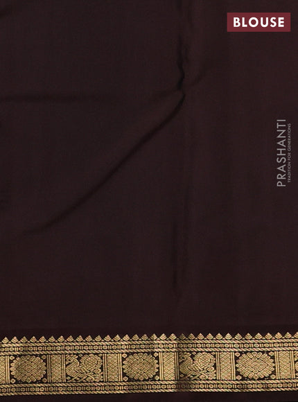 Pure kanchipuram silk saree teal blue and coffee brown with zari woven buttas and zari woven korvai border