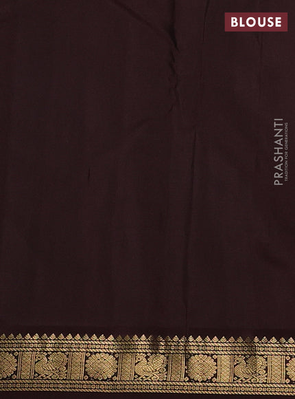 Pure kanchipuram silk saree orange and coffee brown with zari woven buttas and zari woven korvai border