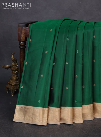 Pure kanchipuram silk saree green and elaichi green with zari woven buttas and zari woven korvai border