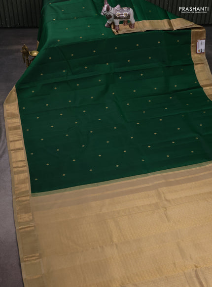 Pure kanchipuram silk saree green and elaichi green with zari woven buttas and zari woven korvai border