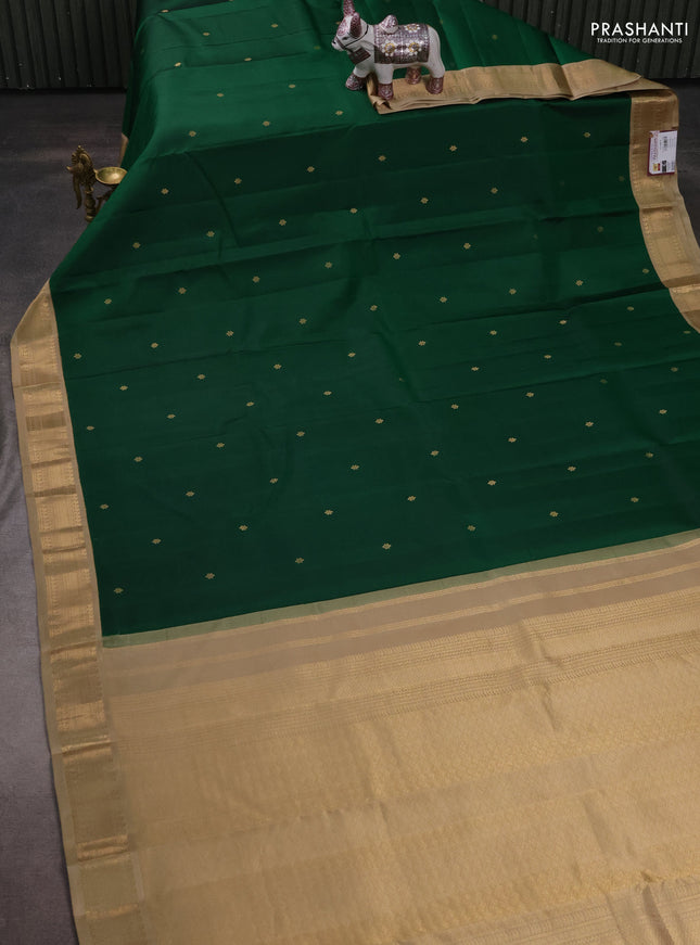 Pure kanchipuram silk saree green and elaichi green with zari woven buttas and zari woven korvai border