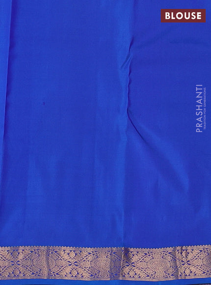 Pure kanchipuram silk saree blue with allover zari woven buttas and zari woven border
