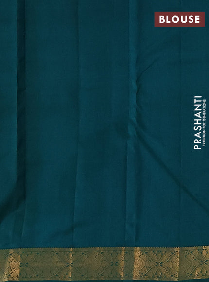 Pure kanchipuram silk saree teal green shade with allover zari woven buttas and zari woven border