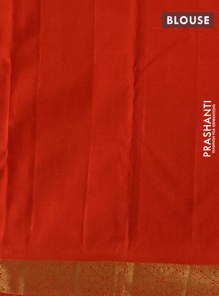 Pure kanchipuram silk saree orange with allover zari woven buttas and zari woven border