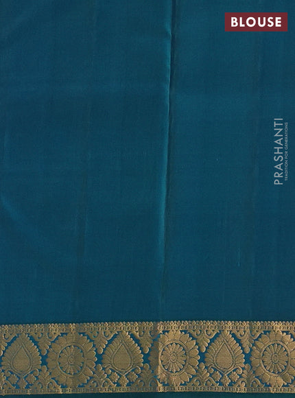 Pure kanchipuram silk saree teal green shade with allover zari woven buttas and zari woven border