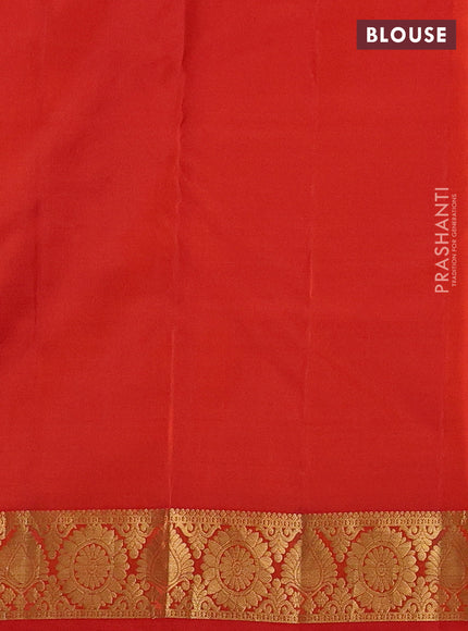 Pure kanchipuram silk saree orange with allover zari woven buttas and zari woven border