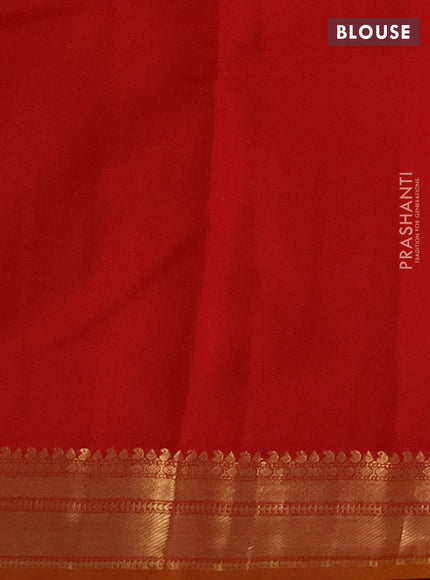 Pure kanchipuram silk saree dark mustard and red with zari woven buttas and zari woven korvai border