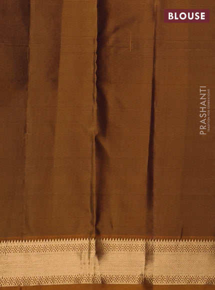 Pure kanchipuram silk saree purple and dark mustard with zari woven buttas and zari woven border