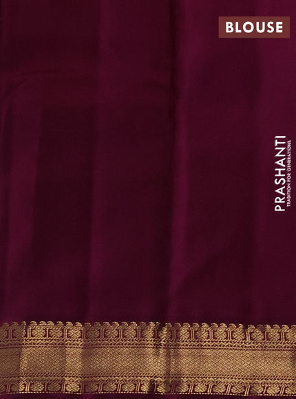 Pure kanchipuram silk saree teal blue and purple with zari woven buttas and zari woven korvai border