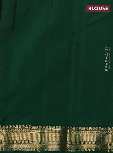 Pure kanchipuram silk saree dark mustard and green with zari woven buttas and zari woven korvai border