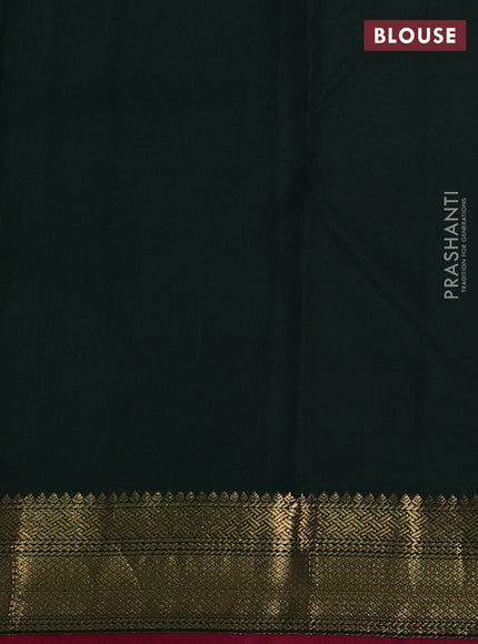 Pure kanchipuram silk saree cream and bottle green with allover zari stripe pattern and zari woven korvai border