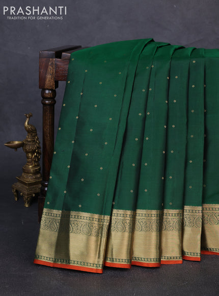 Pure kanchipuram silk saree green with zari woven buttas and zari woven border