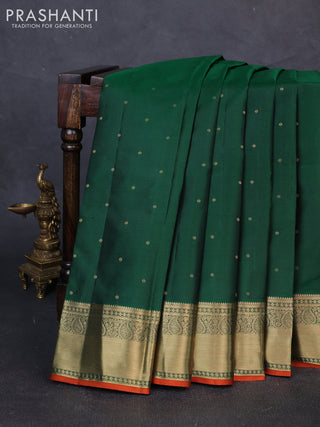 Pure kanchipuram silk saree green with zari woven buttas and zari woven border