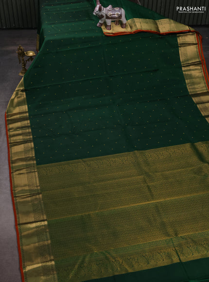 Pure kanchipuram silk saree green with zari woven buttas and zari woven border