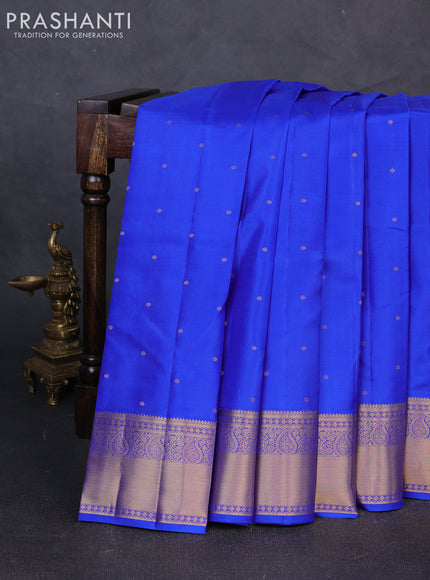 Pure kanchipuram silk saree royal blue with zari woven buttas and zari woven border