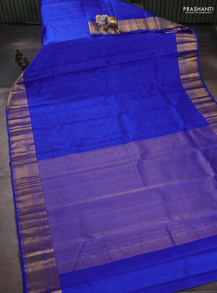 Pure kanchipuram silk saree royal blue with zari woven buttas and zari woven border