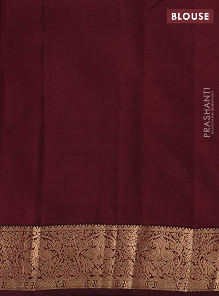Pure kanchipuram silk saree deep maroon with allover zari checks & buttas and zari woven border