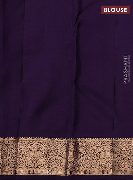 Pure kanchipuram silk saree violet with allover zari checks & buttas and zari woven border