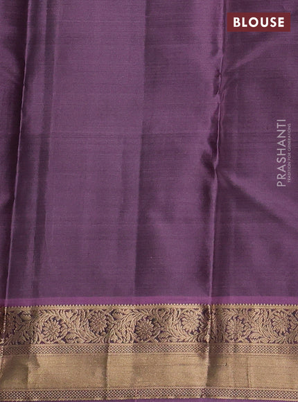 Pure kanchipuram silk saree peacock blue and lavender shade with allover zari weaves & buttas and zari woven border