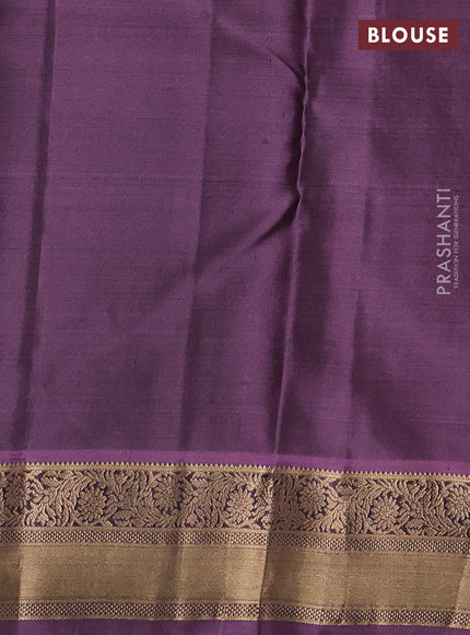 Pure kanchipuram silk saree maroon and lavender shade with allover zari weaves & buttas and zari woven border