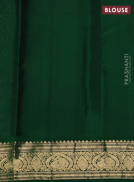 Pure kanchipuram silk saree off white and green with zari woven buttas and zari woven korvai border