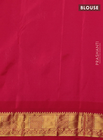 Pure kanchipuram silk saree green and dark pink with zari woven buttas and zari woven korvai border