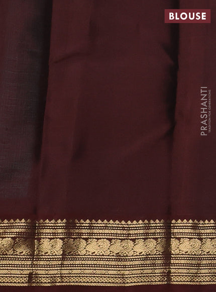 Pure kanchipuram silk saree teal blue and coffee brown with zari woven buttas and zari woven korvai border