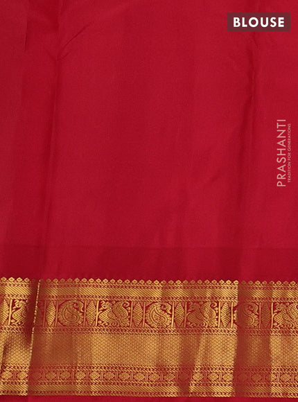 Pure kanchipuram silk saree green and red with annam zari woven buttas and temple woven zari border