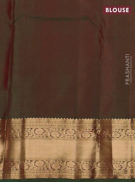 Pure kanchipuram silk saree maroon and green with zari woven buttas and zari woven border