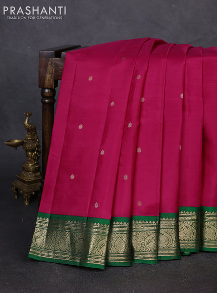 Pure kanchipuram silk saree pink and green with zari woven buttas and zari woven korvai border