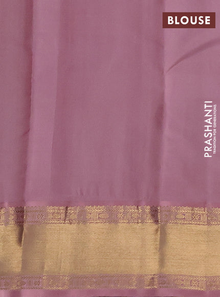 Pure kanchipuram silk saree green and light pink with zari woven buttas and zari woven korvai border