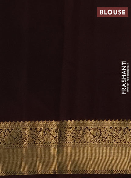 Pure kanchipuram silk saree teal blue and coffee brown with zari woven buttas and zari woven korvai border