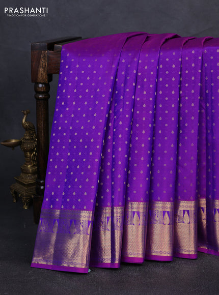 Pure kanchipuram silk saree purple with allover zari woven 1000 buttas and zari woven border