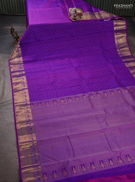 Pure kanchipuram silk saree purple with allover zari woven 1000 buttas and zari woven border