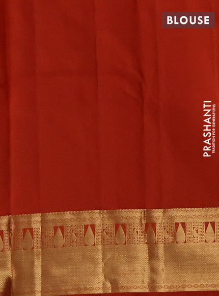 Pure kanchipuram silk saree orange with allover zari woven 1000 buttas and zari woven border