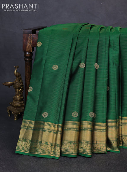 Pure kanchipuram silk saree green with allover zari weaves & buttas and zari woven border